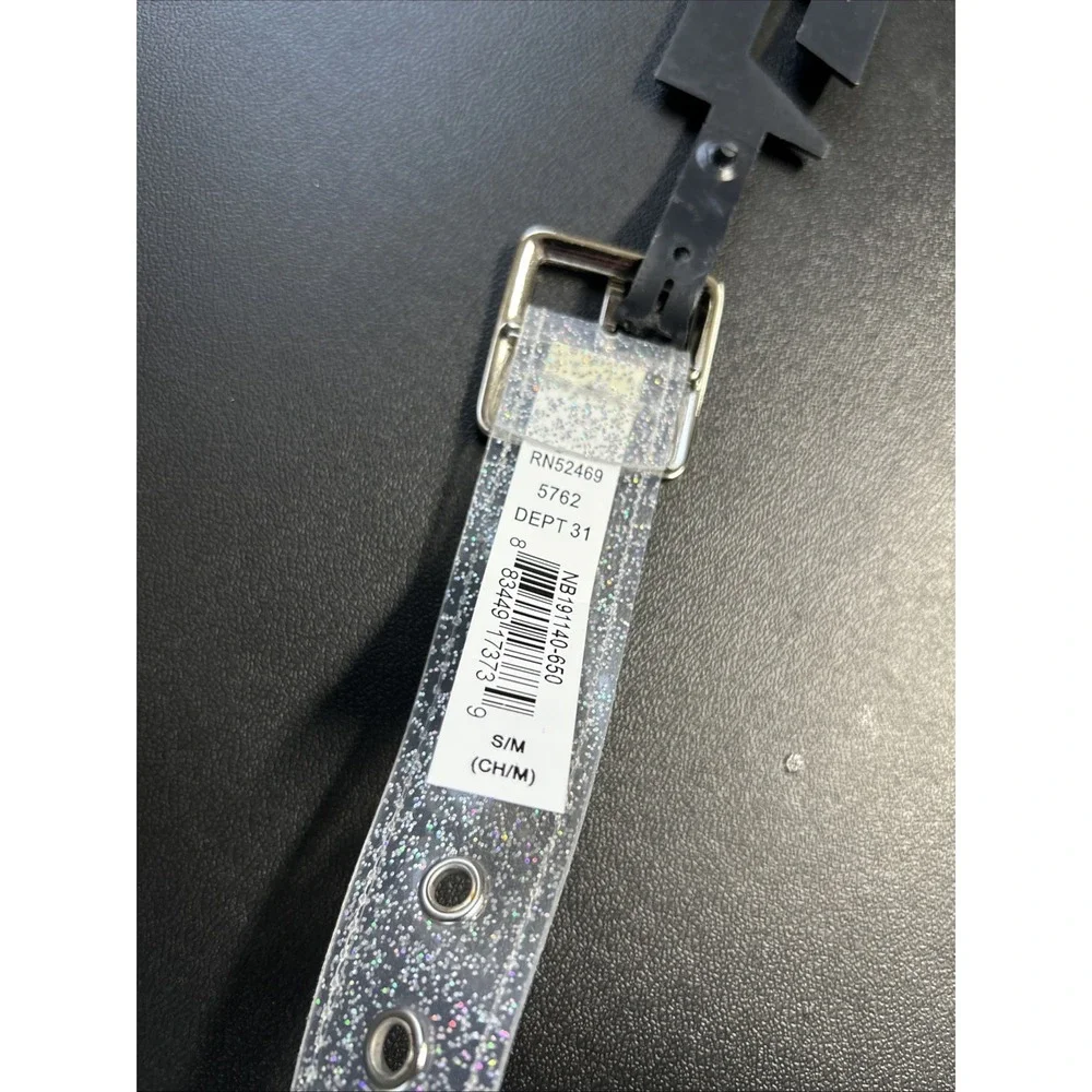 NOBO NWT Women's S/M‎ Clear Belt With Multi Color Glitter Rave Clubbing Goth